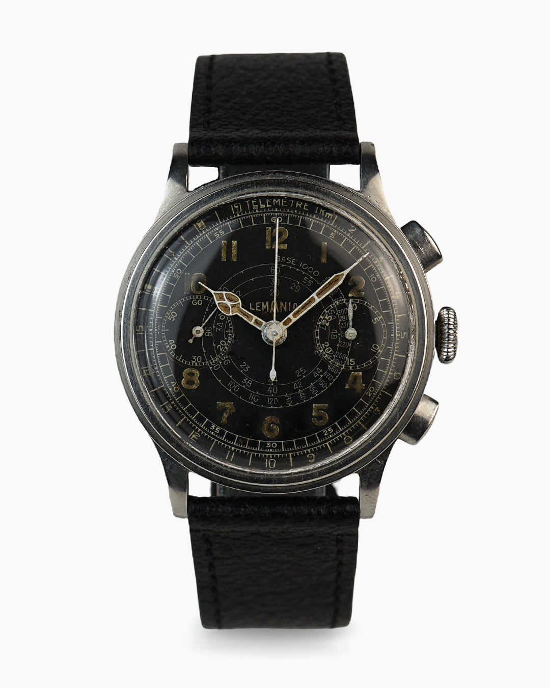 Lemania Chronograph — radium snail tachymeter dial, calibre 15TL