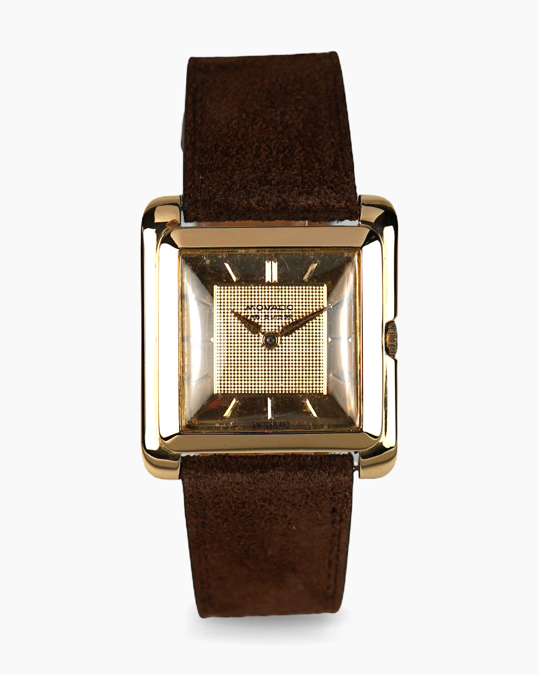 Movado "Cioccolatone" in pink gold, waffle dial