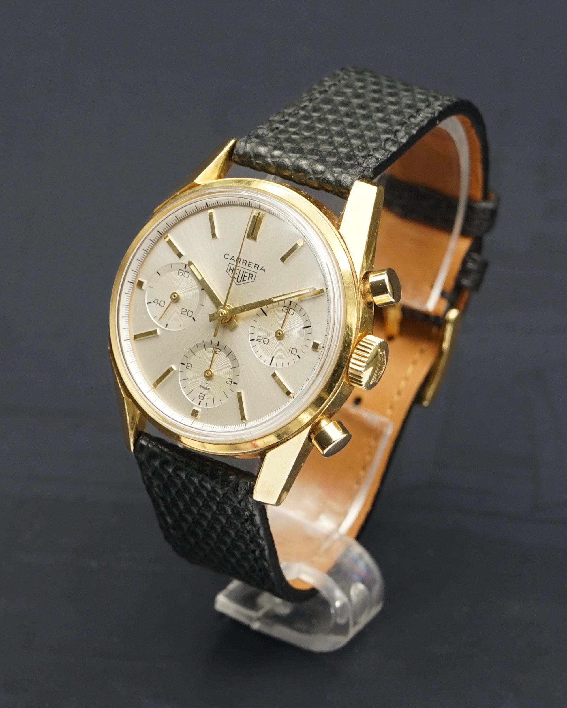 1960s Heuer Carrera 2456 in 18kt gold - 1st generation