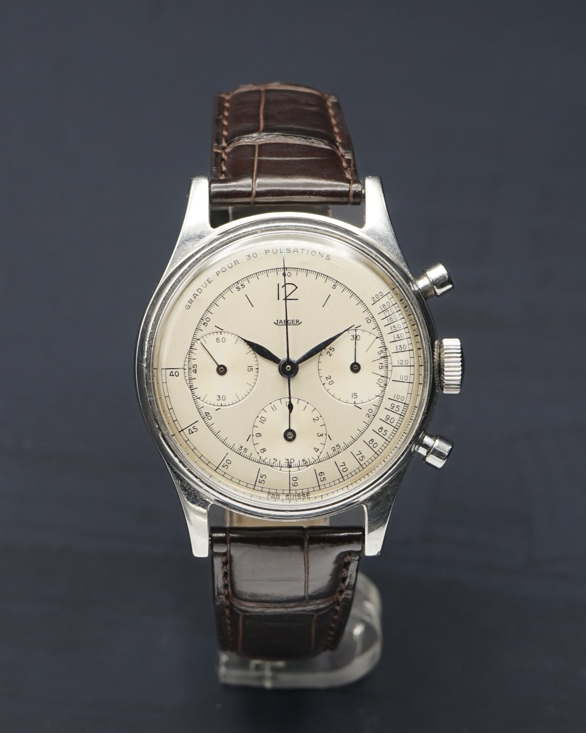 1950s Jaeger pulsometer oversized chronograph ref. 224105