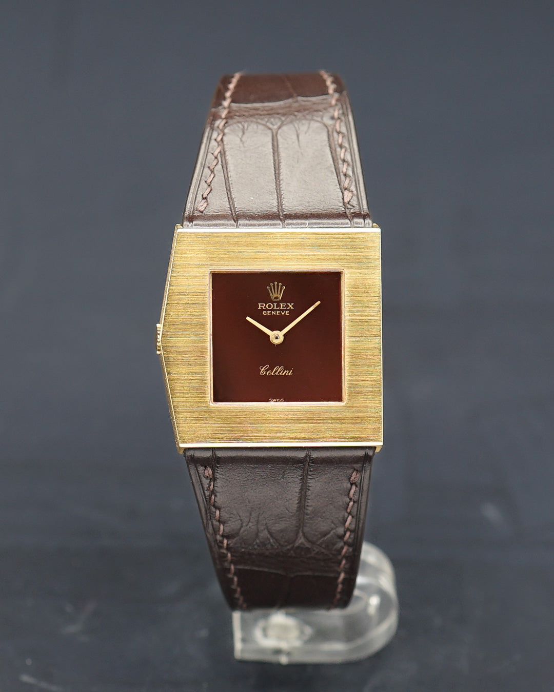 1970s Rolex Cellini ref. 4017 in a yellow gold asymetric case