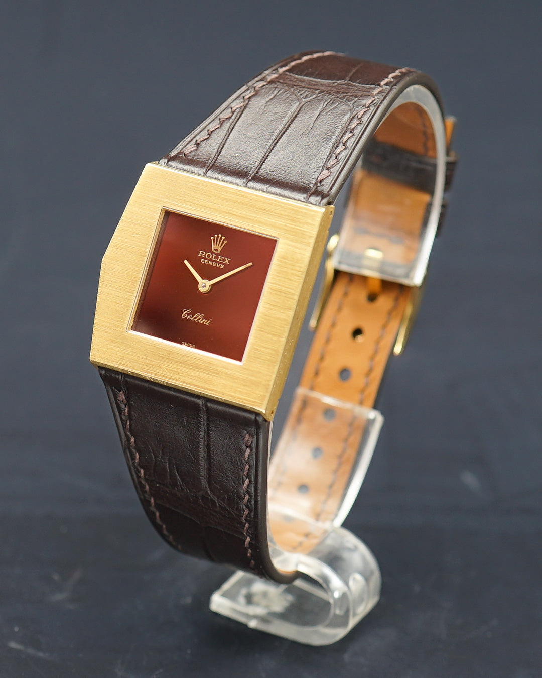 1970s Rolex Cellini ref. 4017 in a yellow gold asymetric case