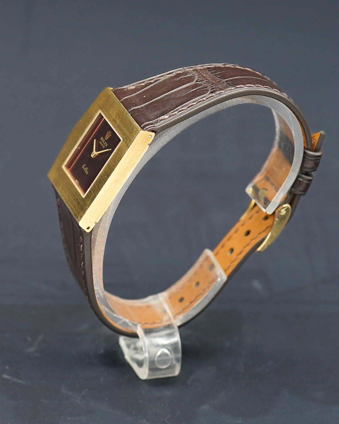 1970s Rolex Cellini ref. 4017 in a yellow gold asymetric case