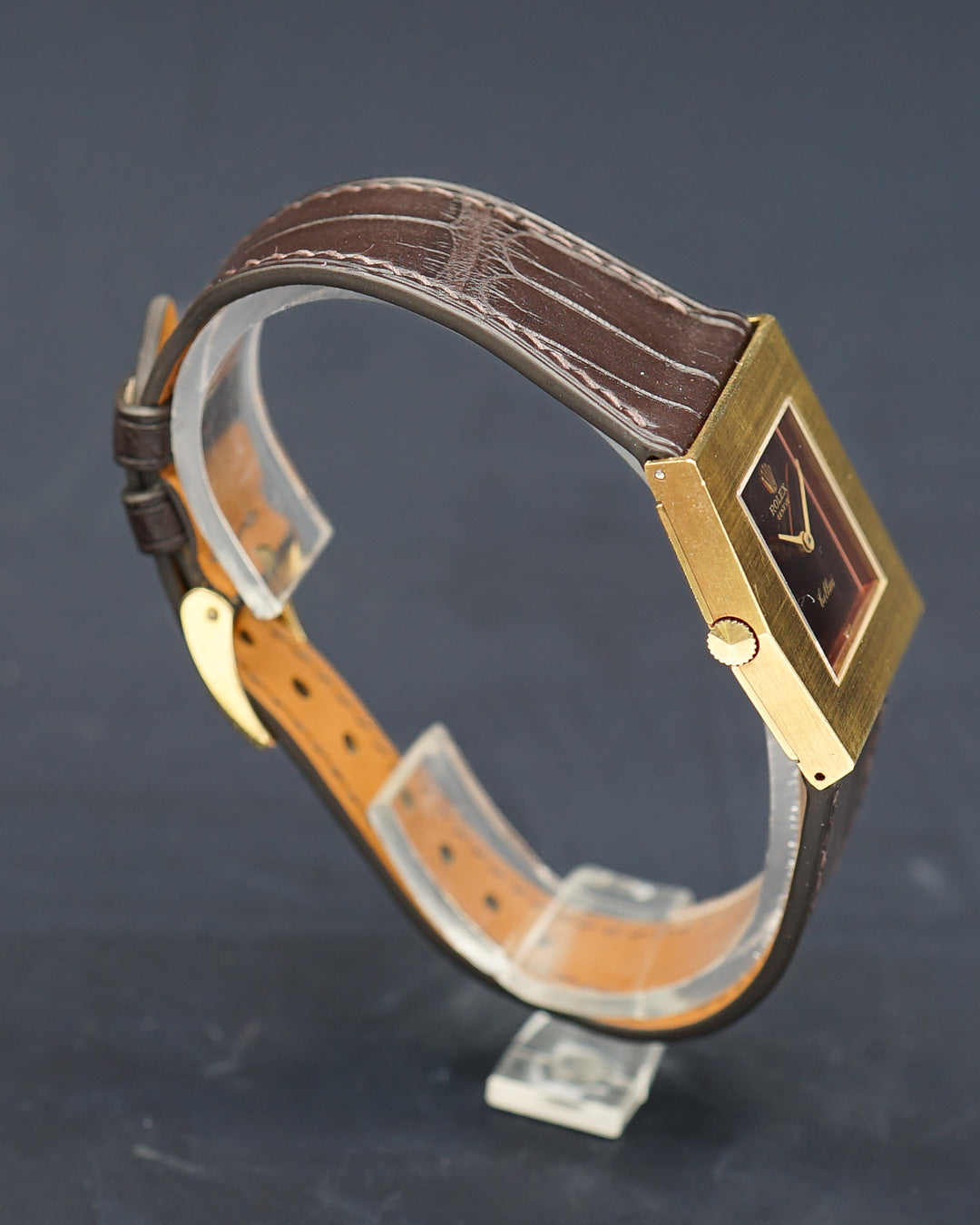 1970s Rolex Cellini ref. 4017 in a yellow gold asymetric case
