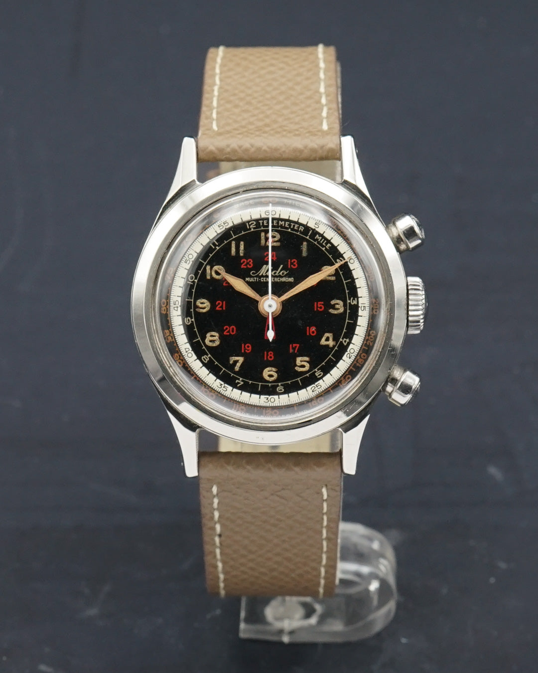 1950s Mido Multi Centerchrono Black radium dial