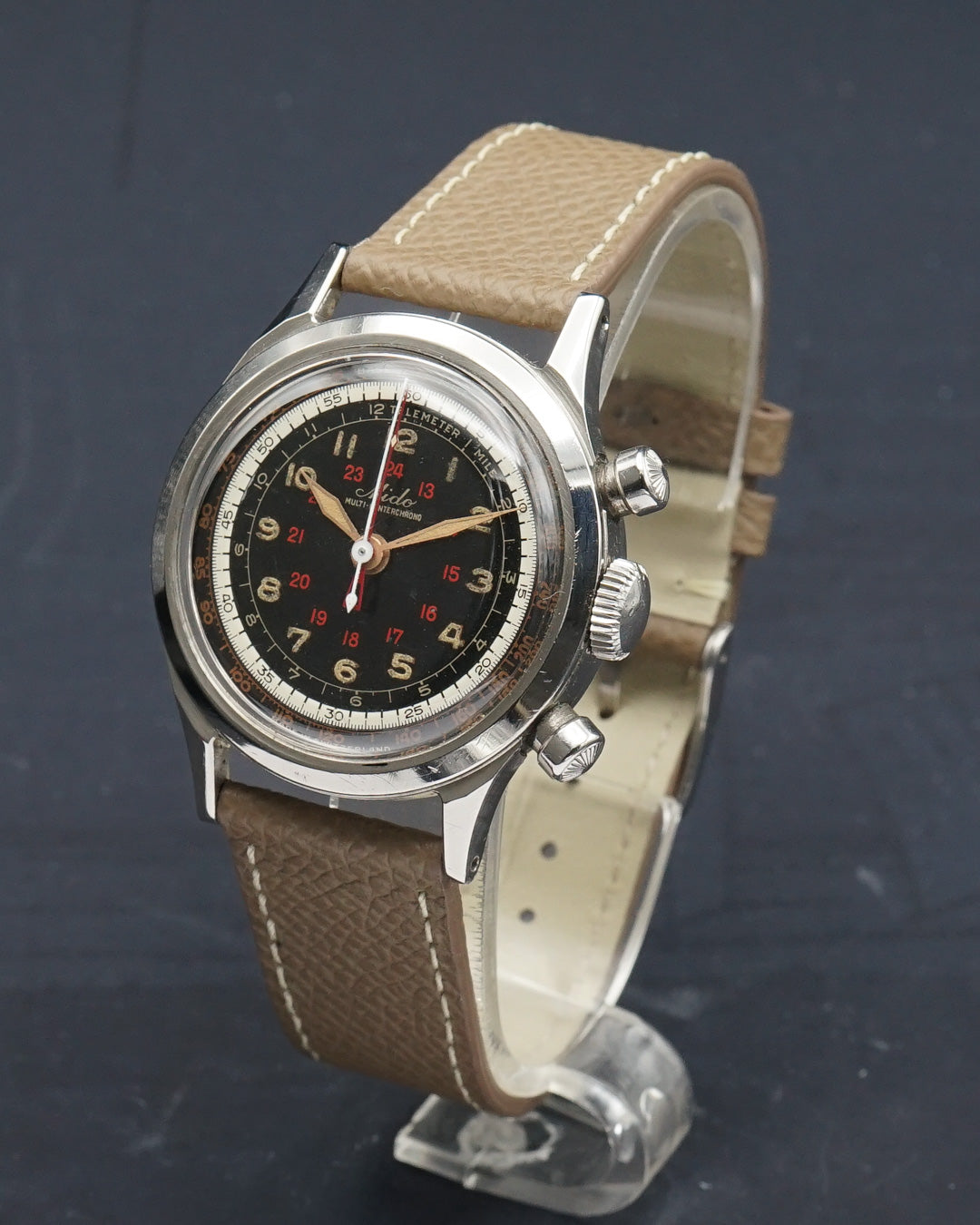 1950s Mido Multi Centerchrono Black radium dial