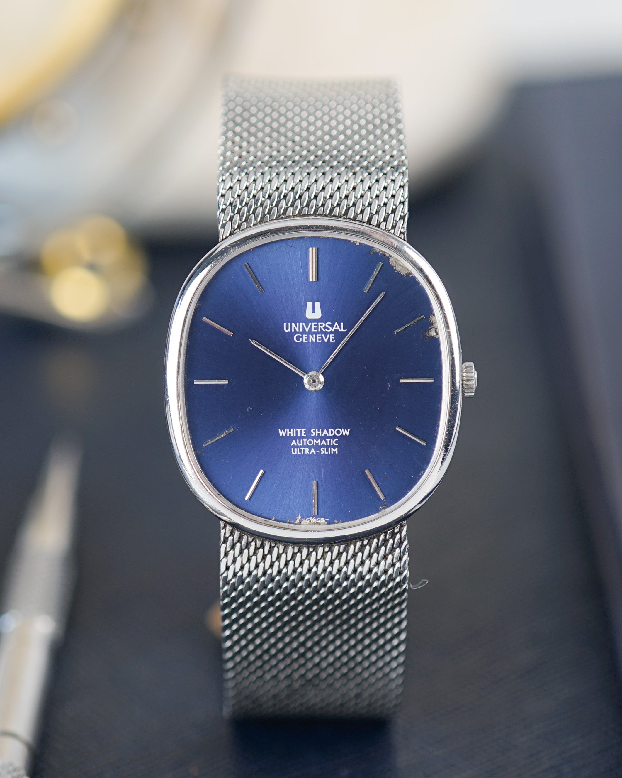 1970s Universal Geneve White Shadow Ultra Slim