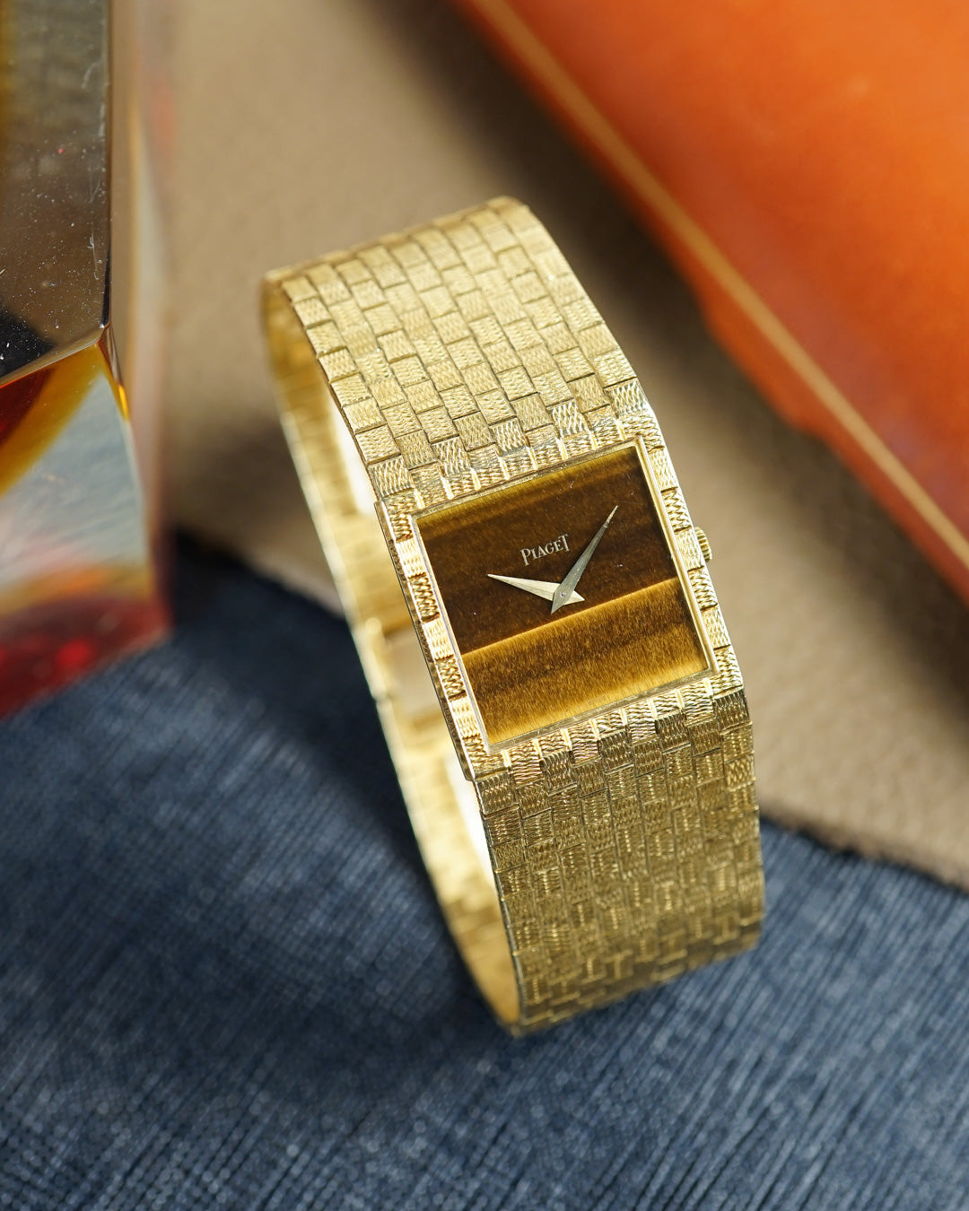 1970s Piaget oversized band watch with eye-of-tiger dial