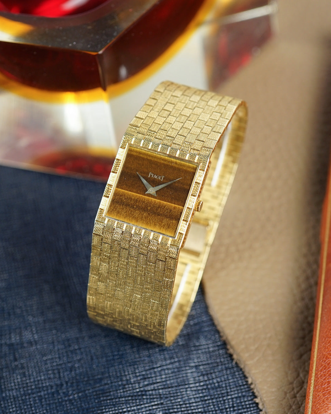 1970s Piaget oversized band watch with eye-of-tiger dial