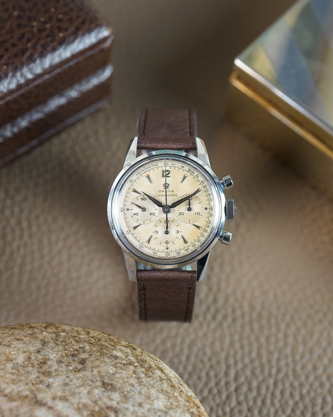 Omega Seamaster Chronograph reference CK2947 with lightly tropical dial and caliber 321