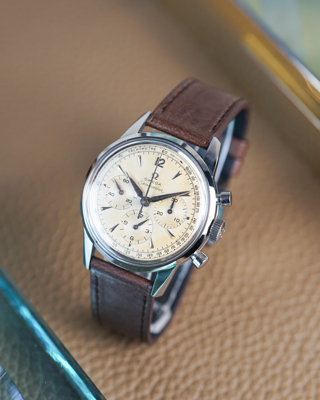 Omega Seamaster Chronograph reference CK2947 with lightly tropical dial and caliber 321