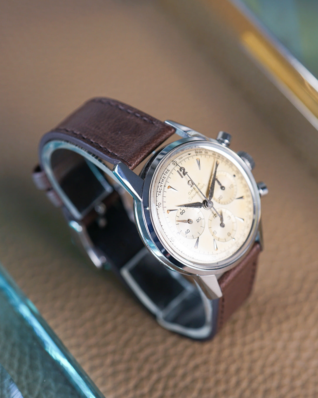 Omega Seamaster Chronograph reference CK2947 with lightly tropical dial and caliber 321