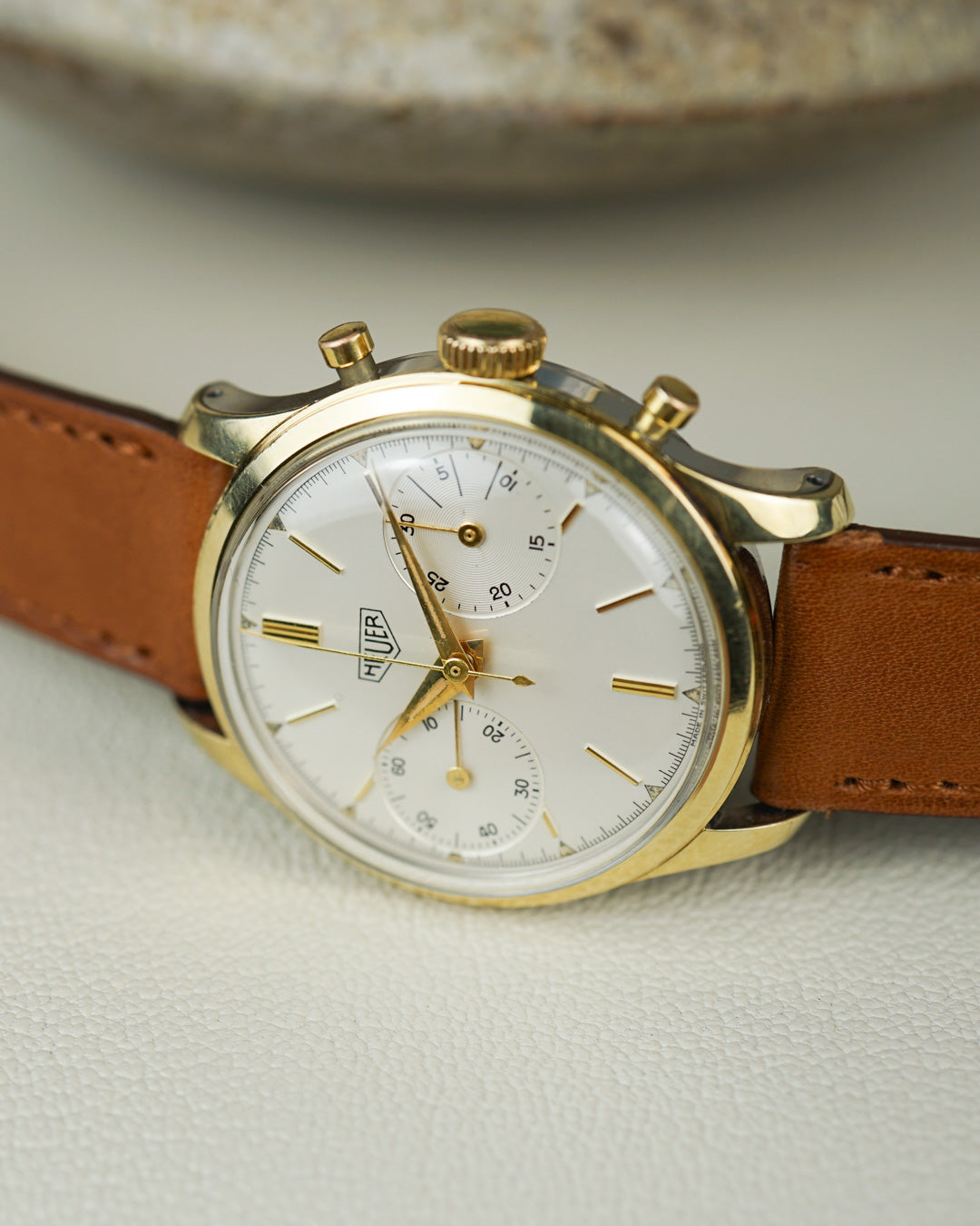 Heuer Pre-Carrera référence 3645 — Boîtier plaqué or, état quasi neuf