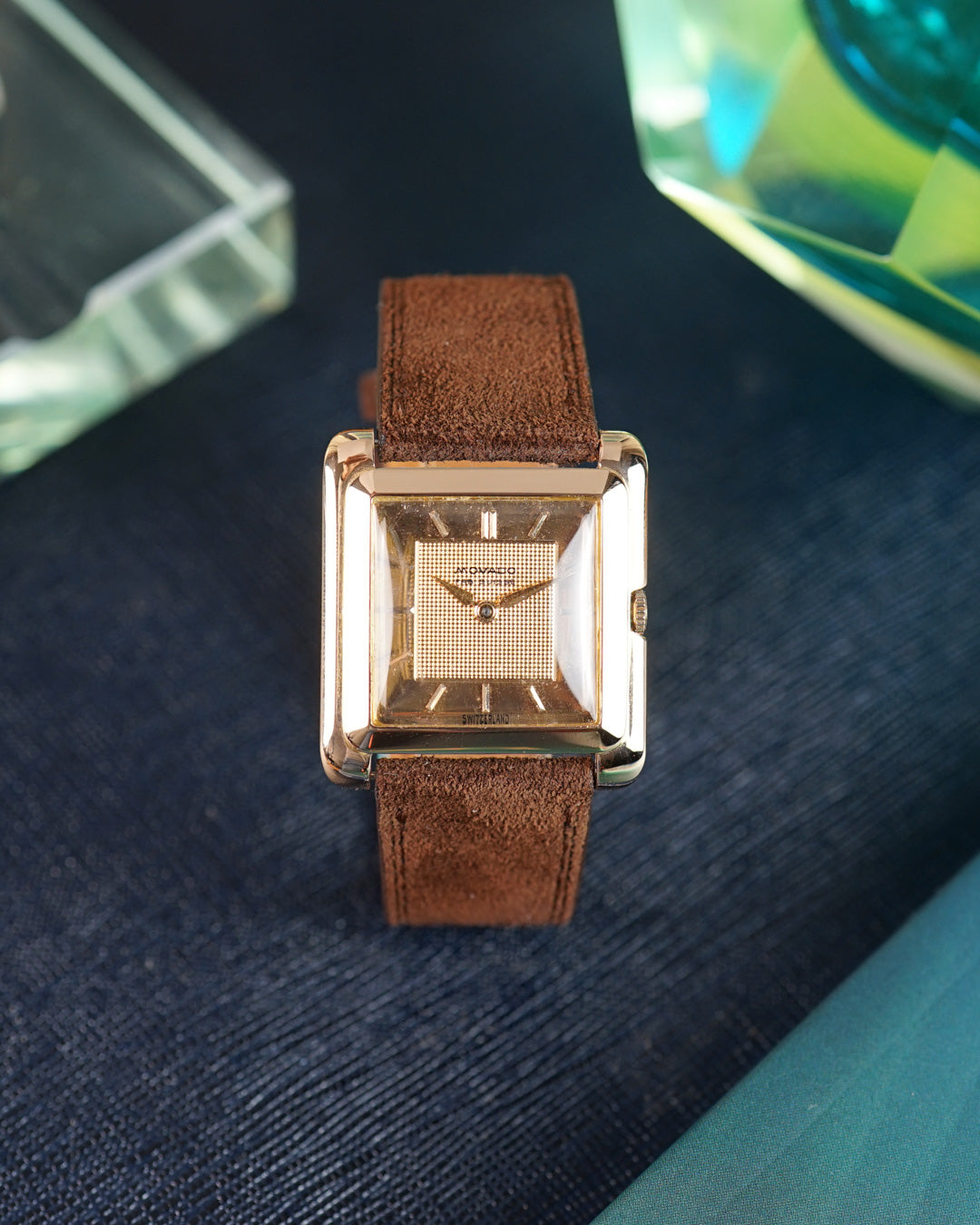 Movado "Cioccolatone" in pink gold, waffle dial