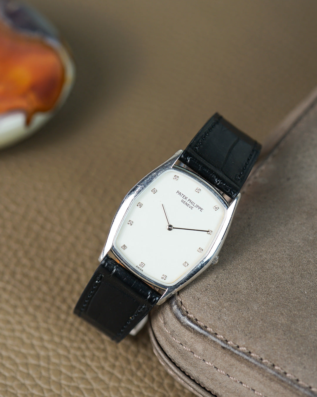 Patek Philippe Gondolo reference 3842P in platinum — diamond dial, full set