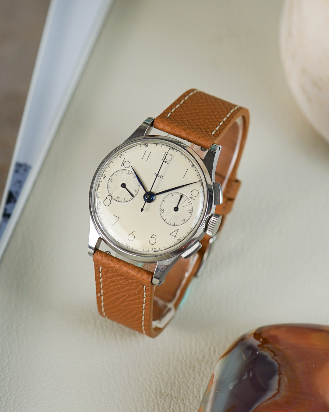 Jaeger Vintage Chronograph made by Universal Genève in stainless steel