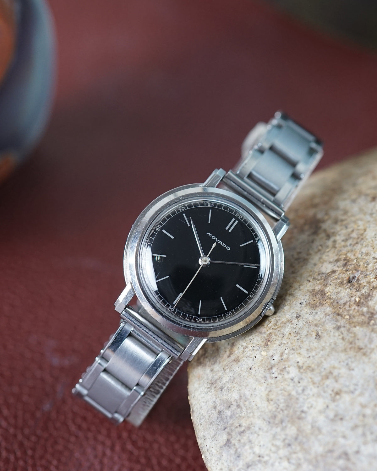 Movado Gilt Black Dial with NOS Gay Freres extensible bracelet