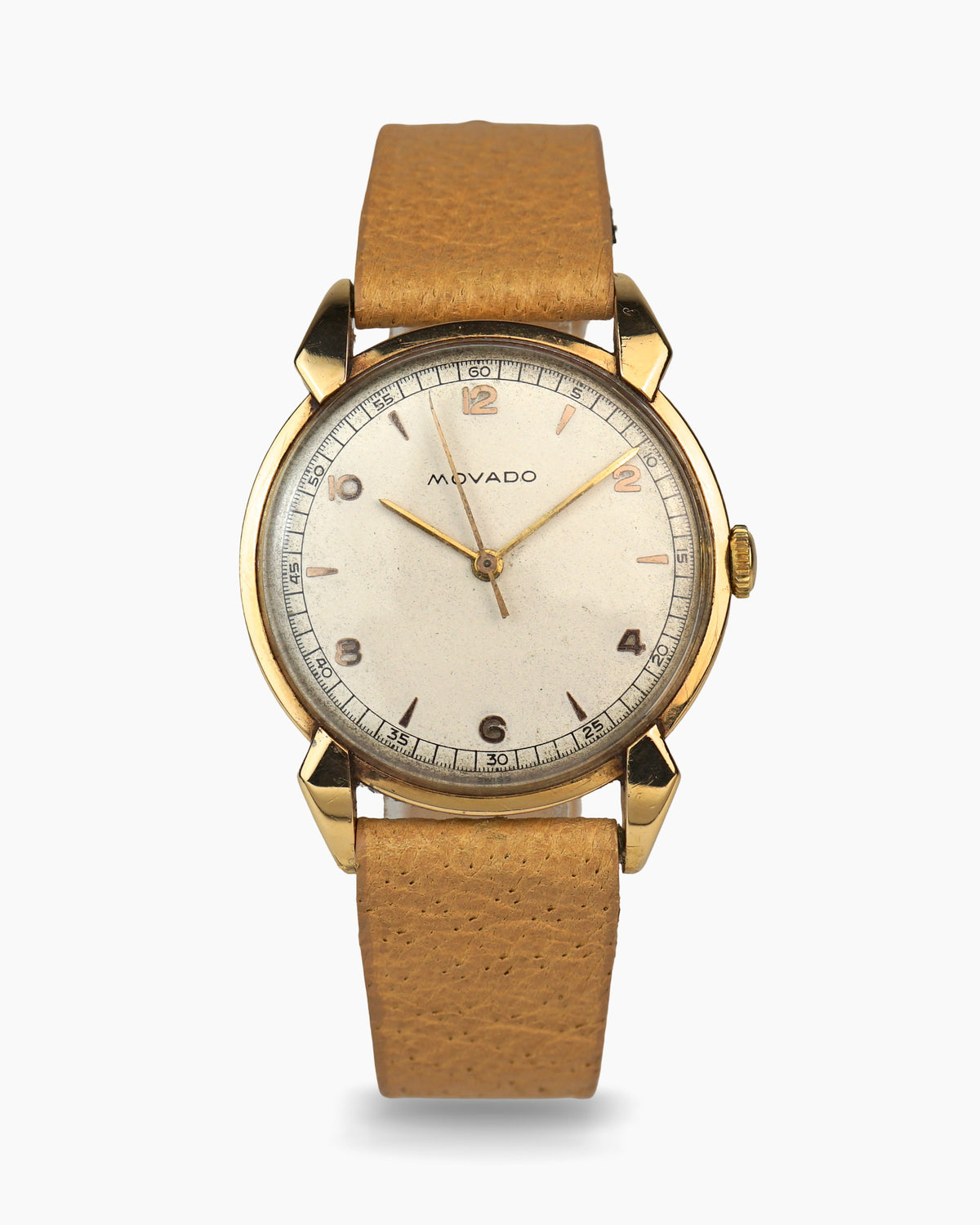 Movado Time only in 18 karat gold with claw lugs