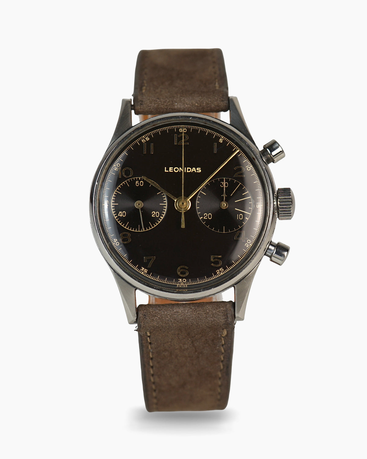 Leonidas chronograph, black gilt dial
