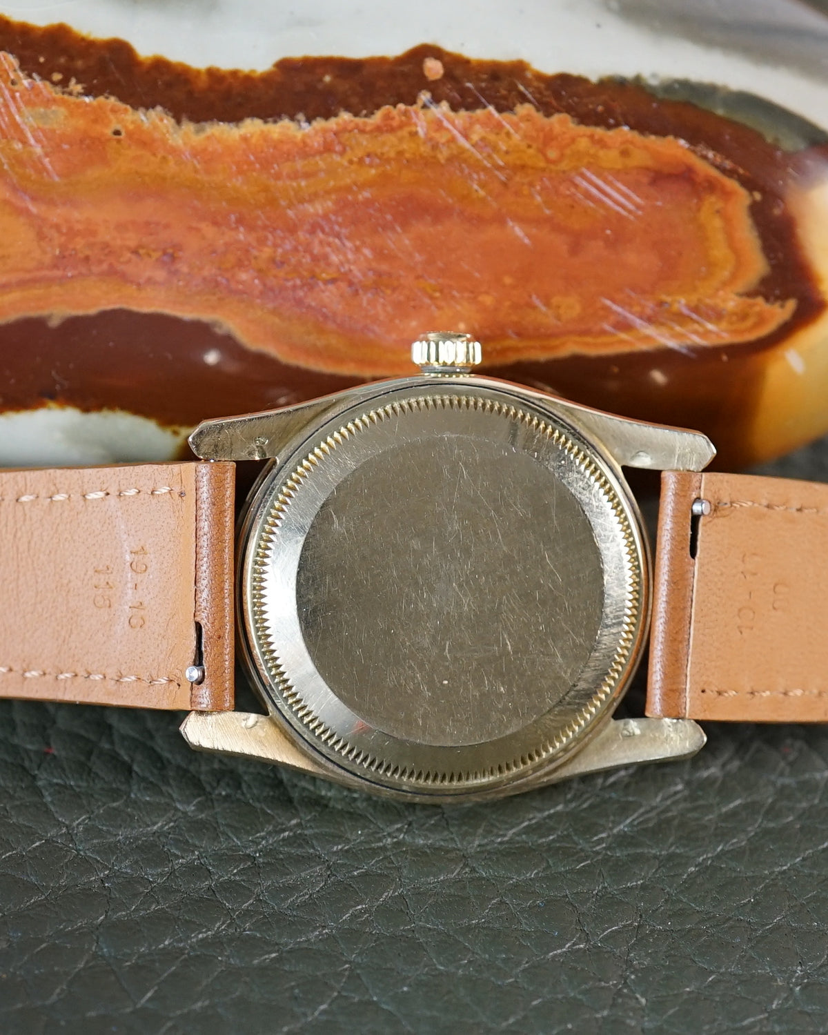 Rolex Oyster Perpetual reference 6593 in yellow gold — waffle dial, exceptional condition