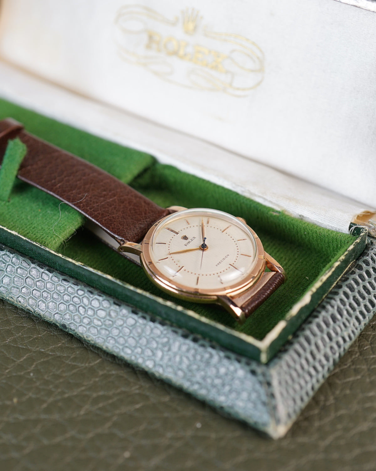 Rolex Precision in rose gold with incredible guilloché dial