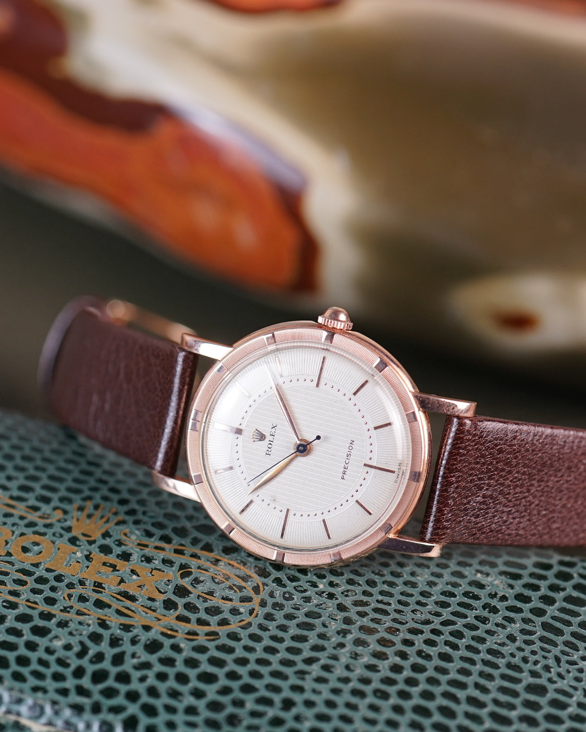 Rolex Precision in rose gold with incredible guilloché dial