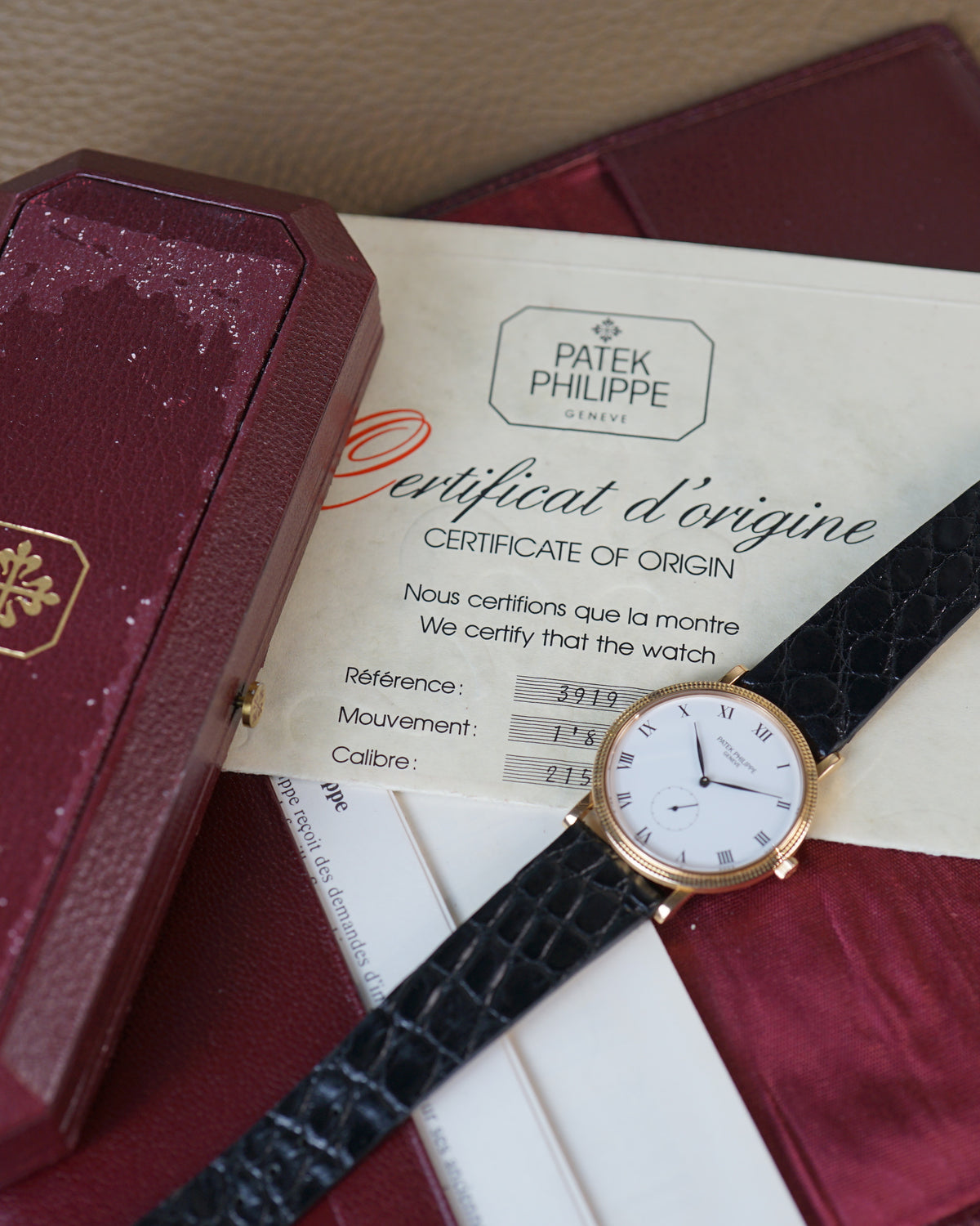 Patek Philippe Calatrava reference 3919 in rose gold, full set
