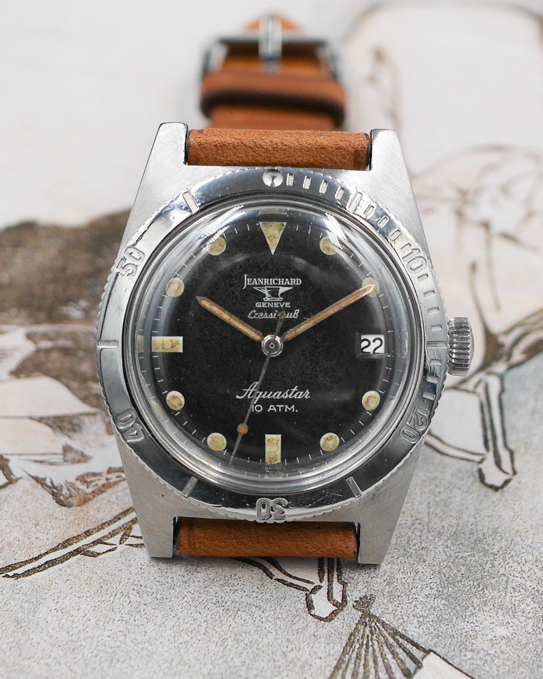 1960s Jean Richard Aquastar 1701 "Cressi Sub"