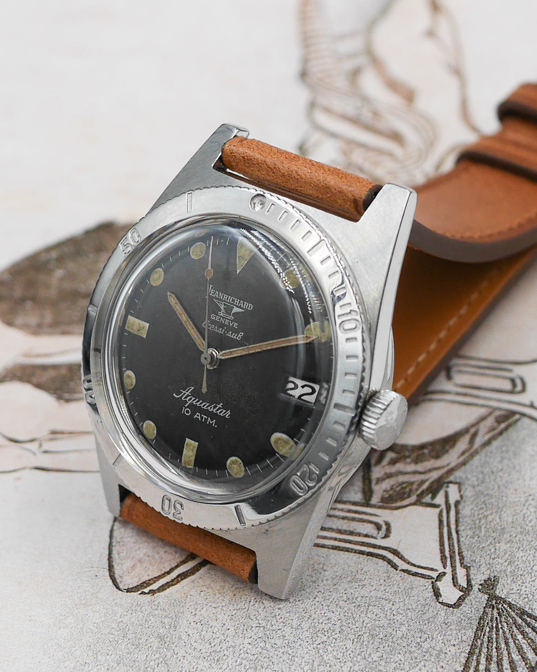 1960s Jean Richard Aquastar 1701 "Cressi Sub"