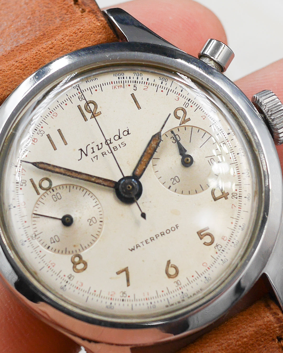 1940s Nivada clamshell case chronograph