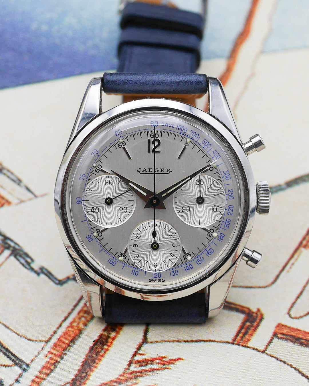 1960s Jaeger Chronograph Valjoux 72 small pushers