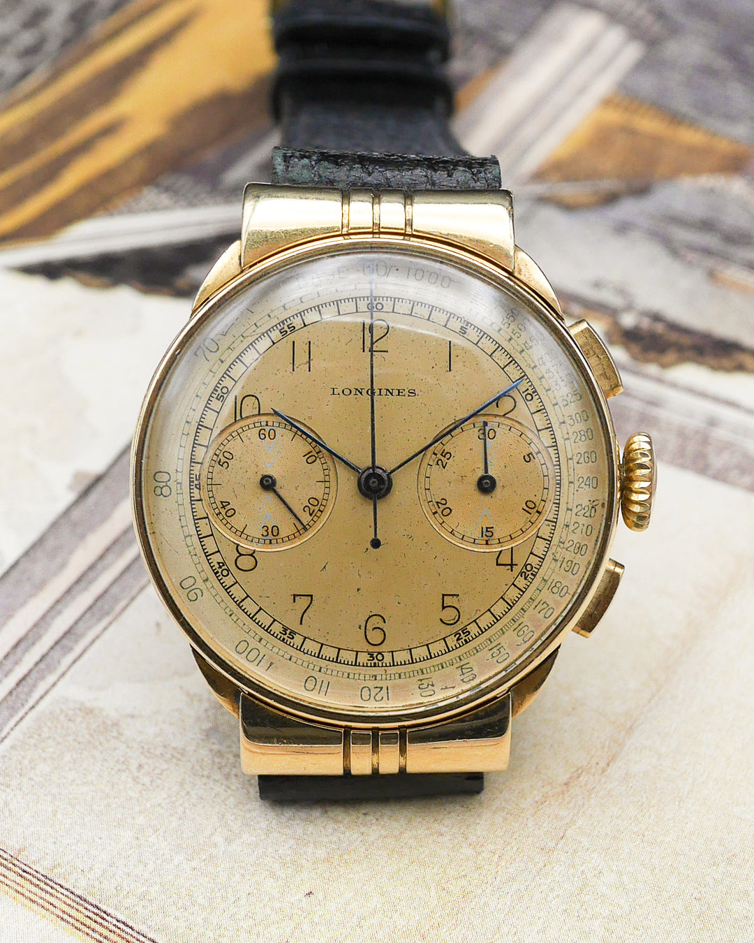 1940s Longines 13ZN chronograph with hooded lugs