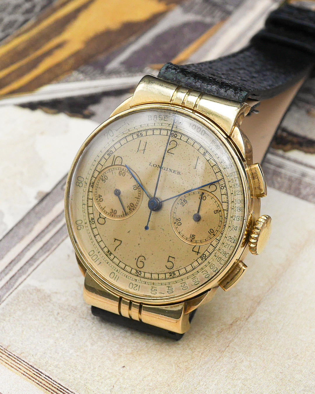 1940s Longines 13ZN chronograph with hooded lugs