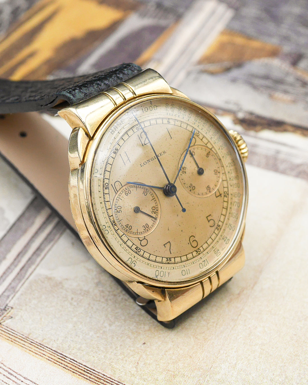 1940s Longines 13ZN chronograph with hooded lugs