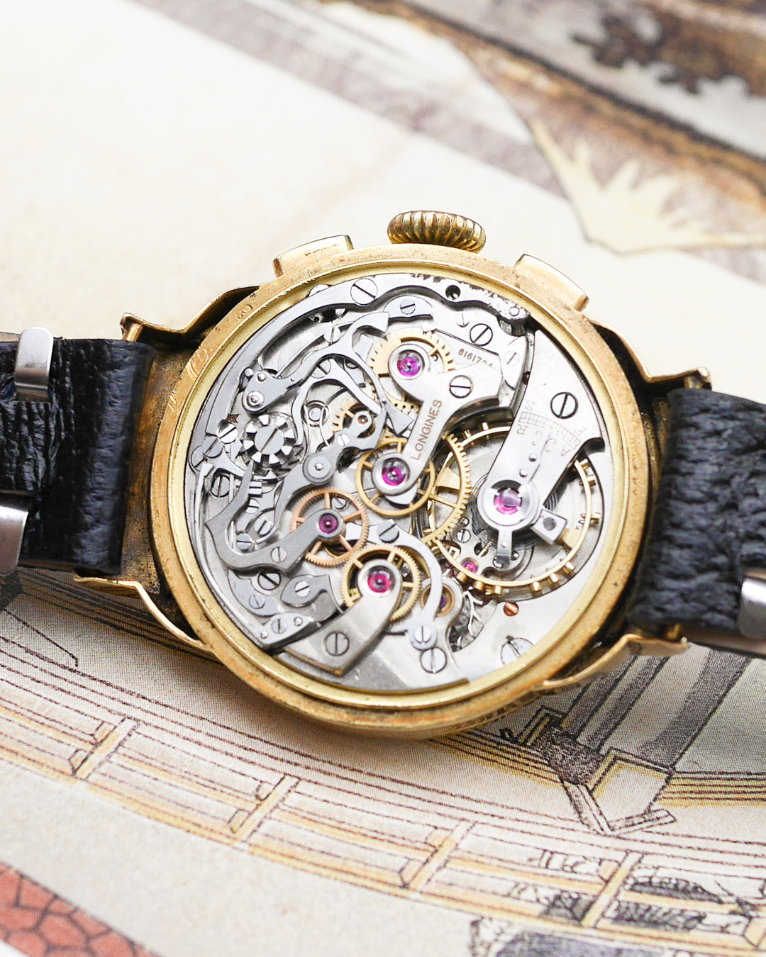 1940s Longines 13ZN chronograph with hooded lugs