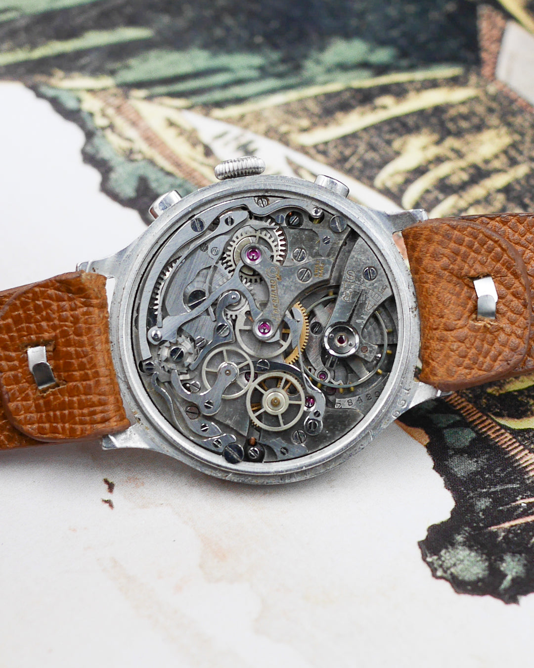 1930s Eberhard&Co monopusher enamel dial
