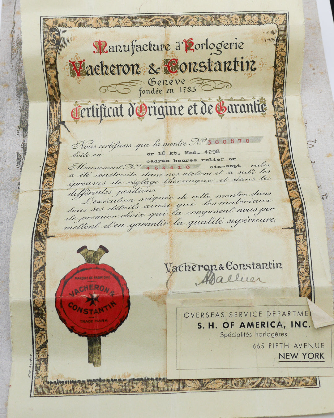 1940s Vacheron Constantin "Cornes de Vache" with B&P