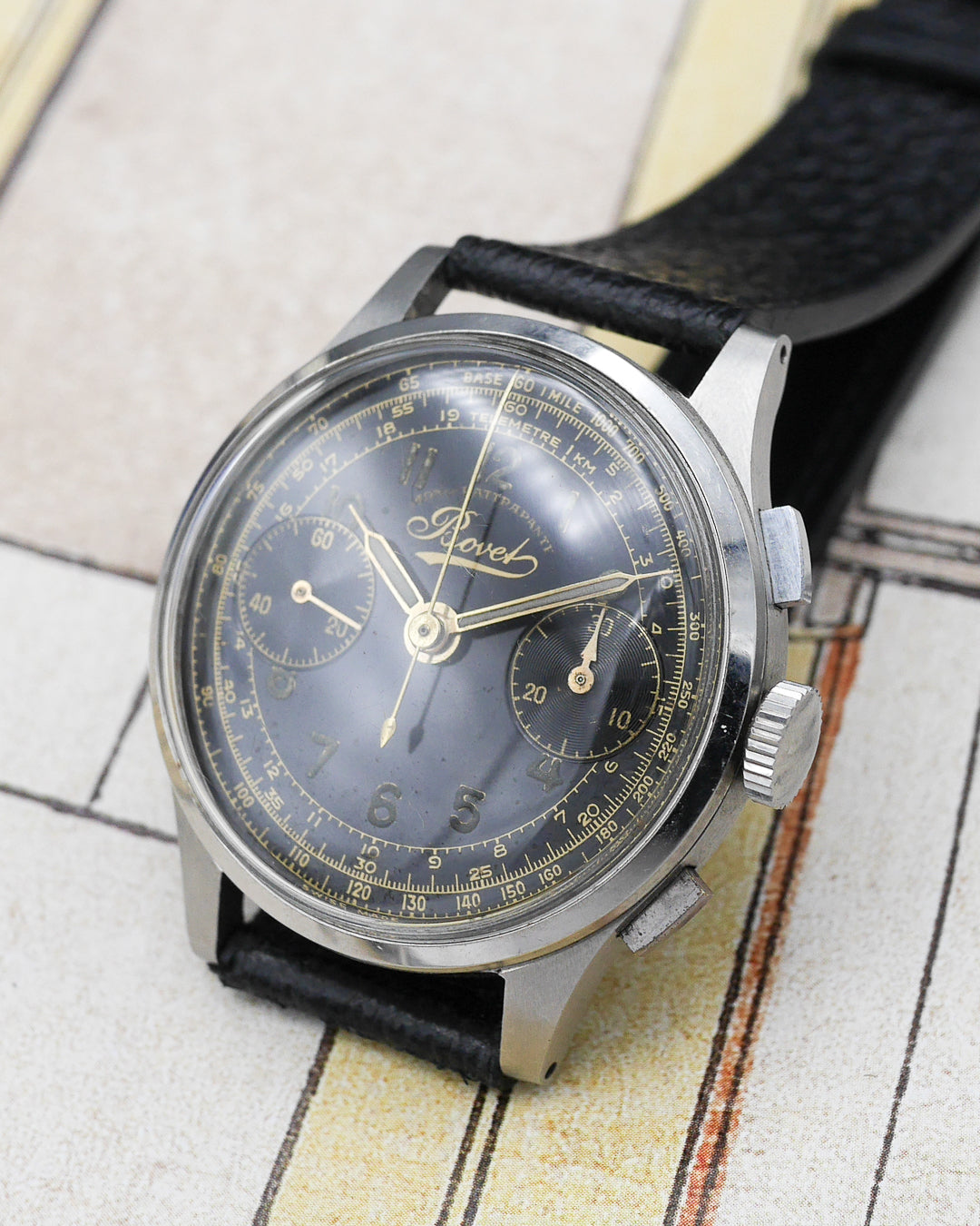 1940s Bovet Mono-Rattrapante gilt dial