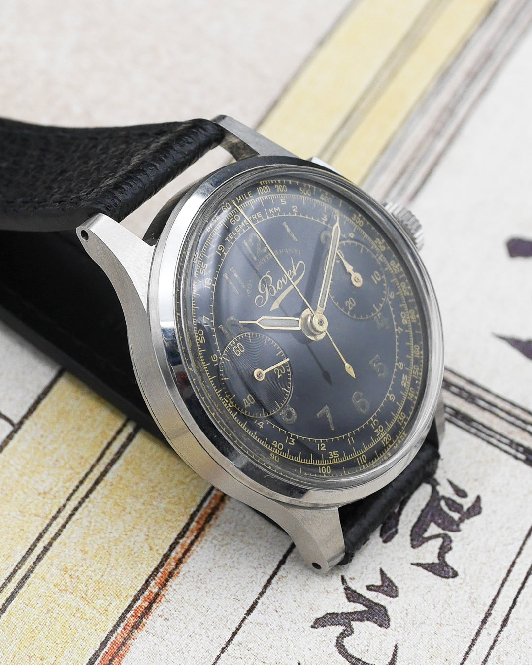 1940s Bovet Mono-Rattrapante gilt dial