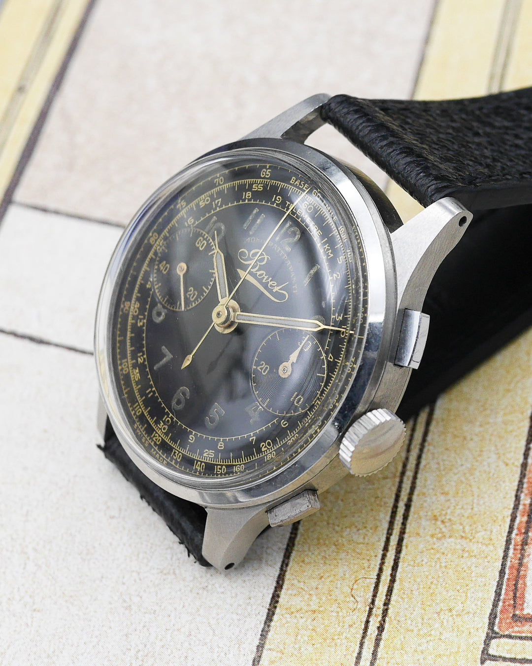 1940s Bovet Mono-Rattrapante gilt dial