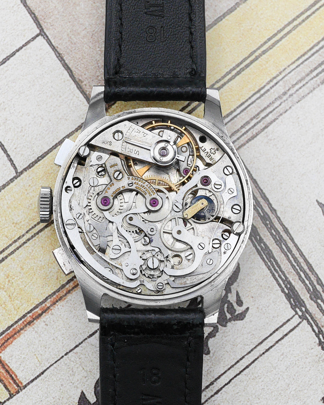 1940s Bovet Mono-Rattrapante gilt dial