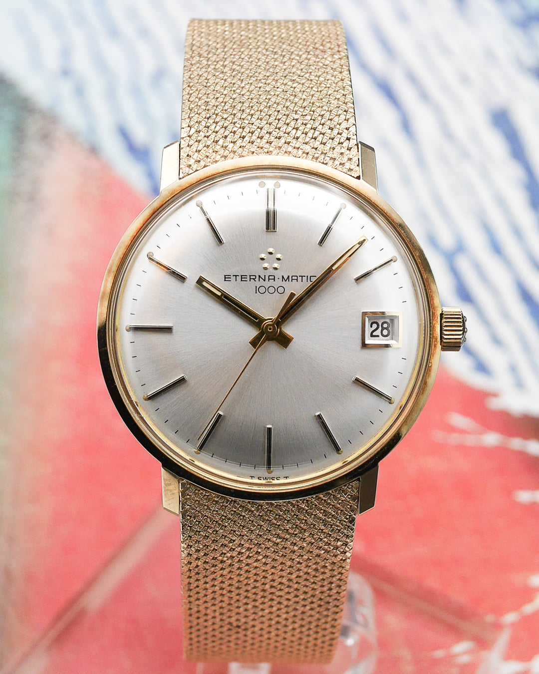 1970s Eterna Matic with integral gold bracelet
