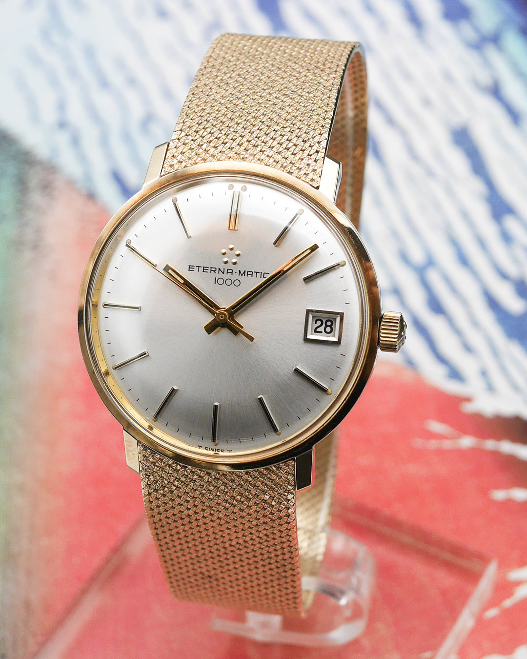 1970s Eterna Matic with integral gold bracelet
