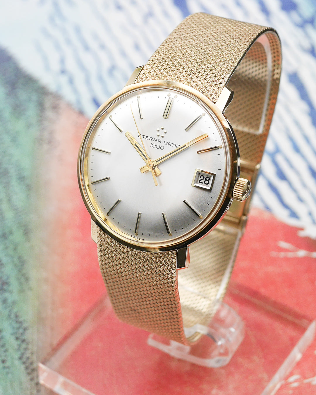 1970s Eterna Matic with integral gold bracelet