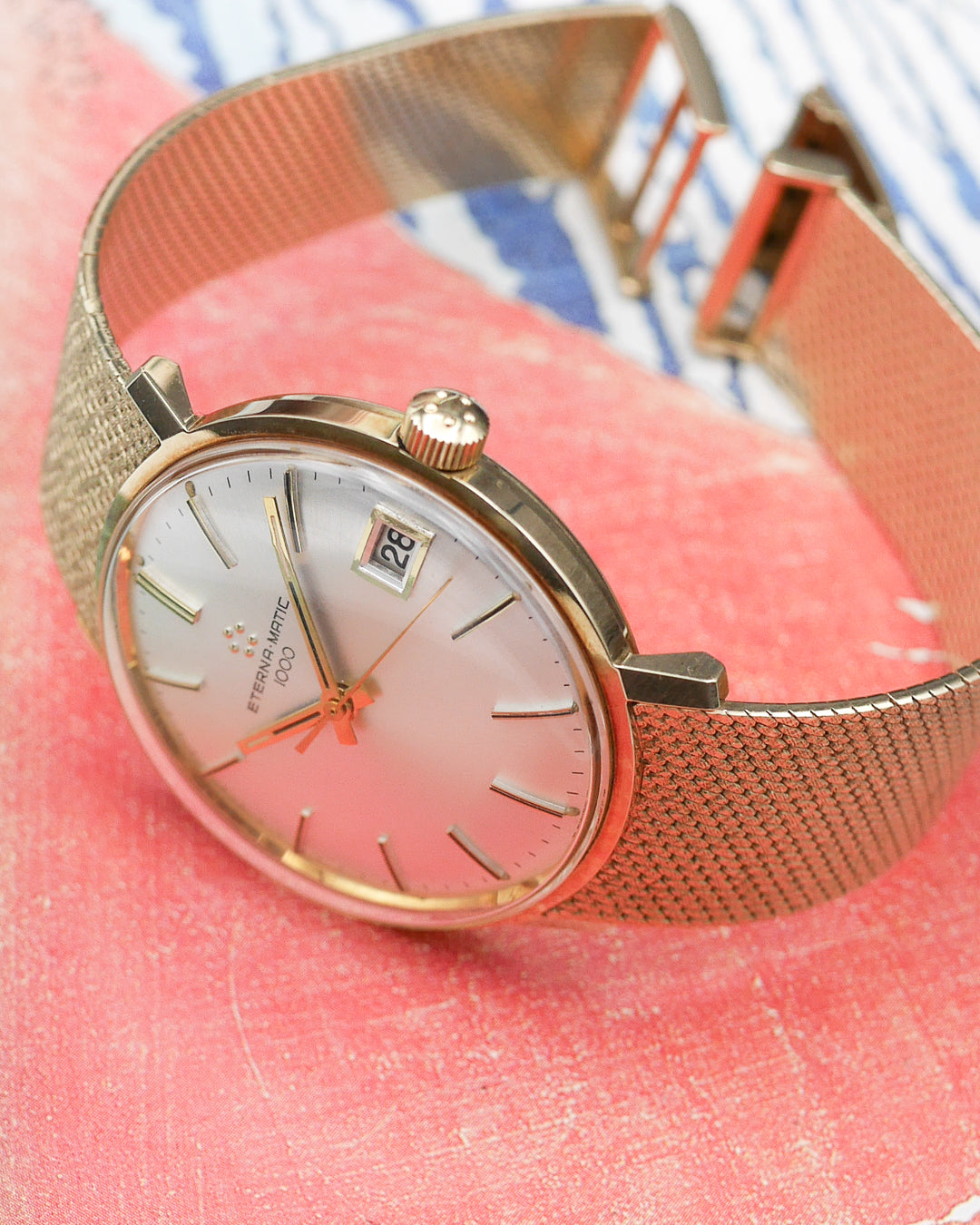 1970s Eterna Matic with integral gold bracelet