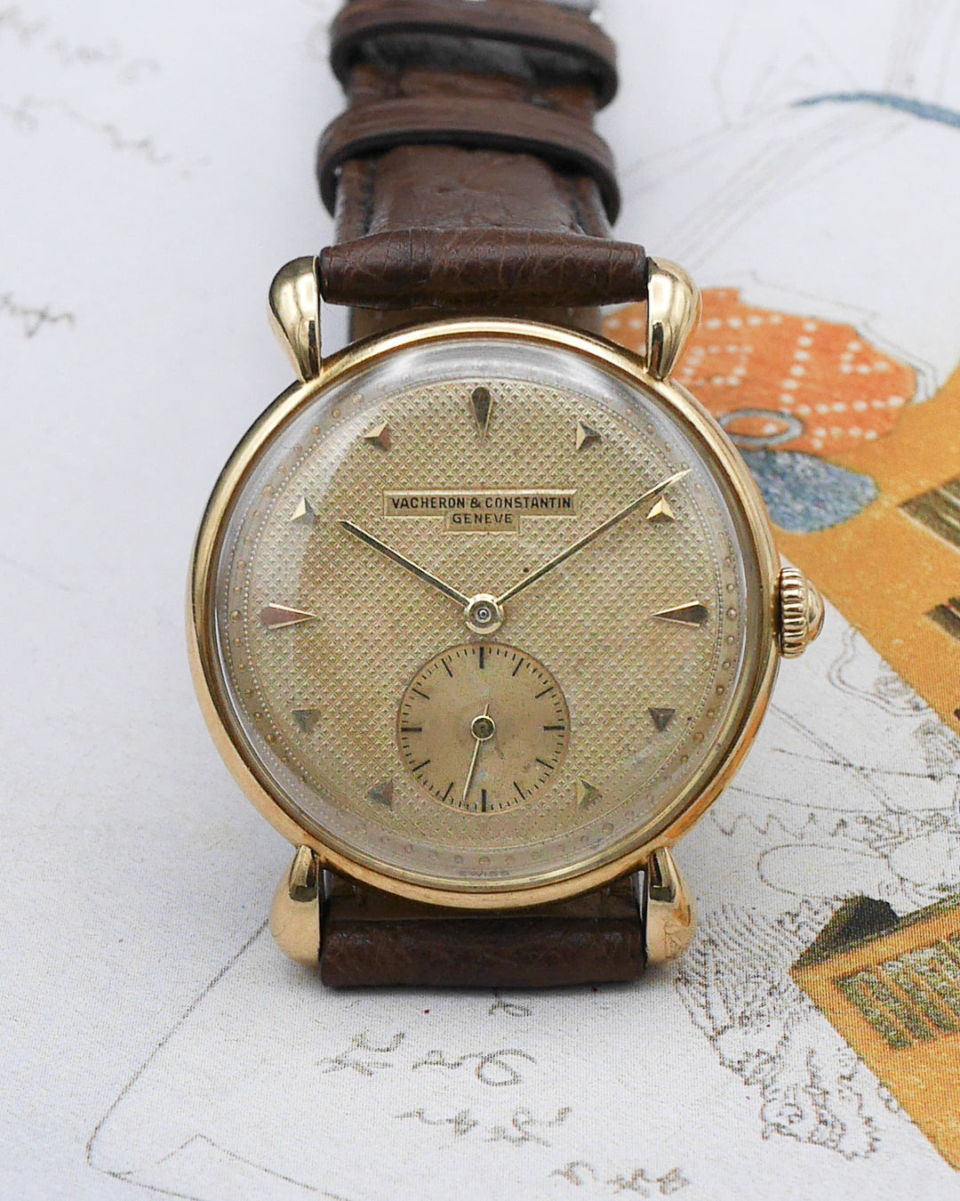 1940s Vacheron Constantin waffle dial and Teardrop lugs in 18ct gold