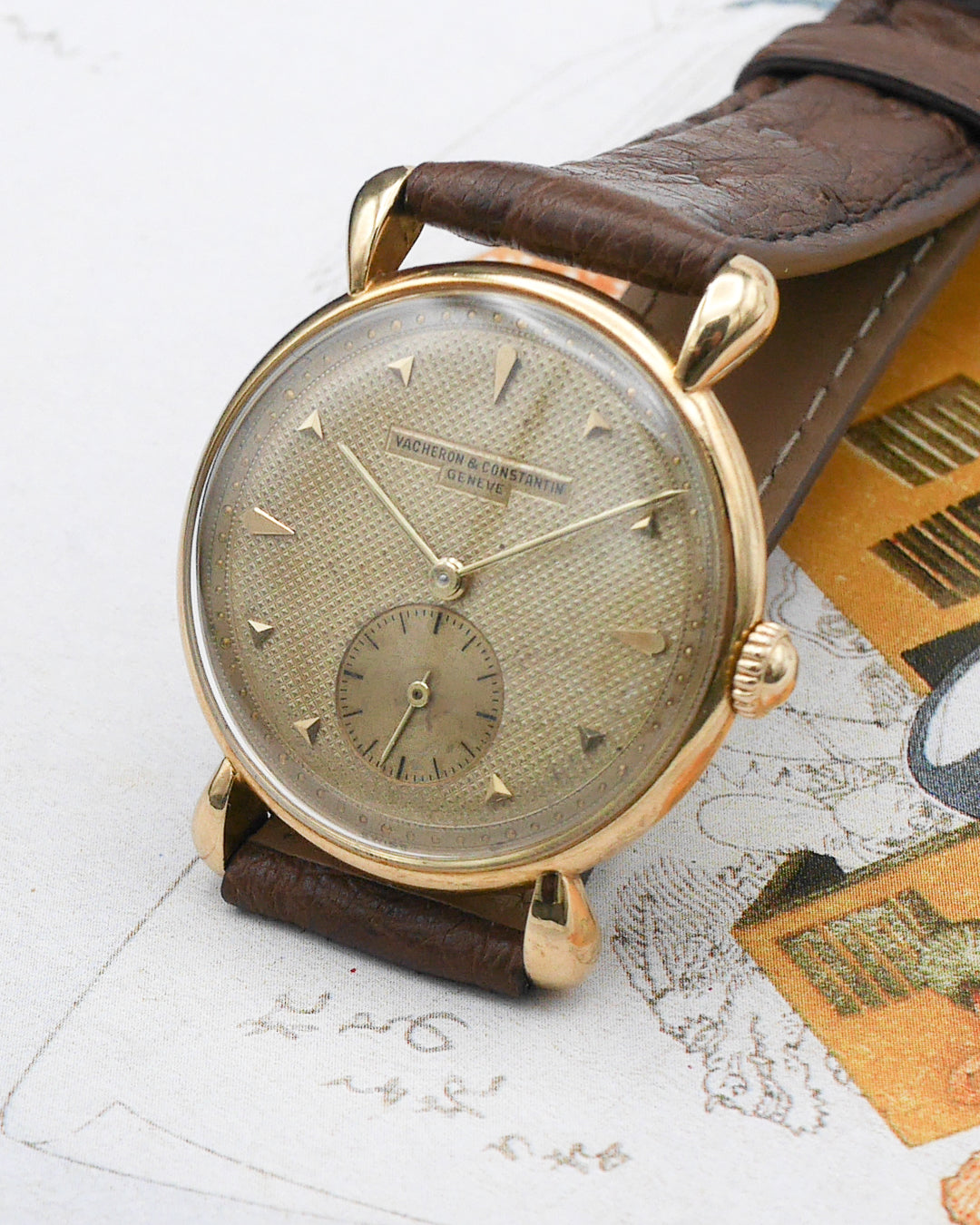 1940s Vacheron Constantin waffle dial and Teardrop lugs in 18ct gold