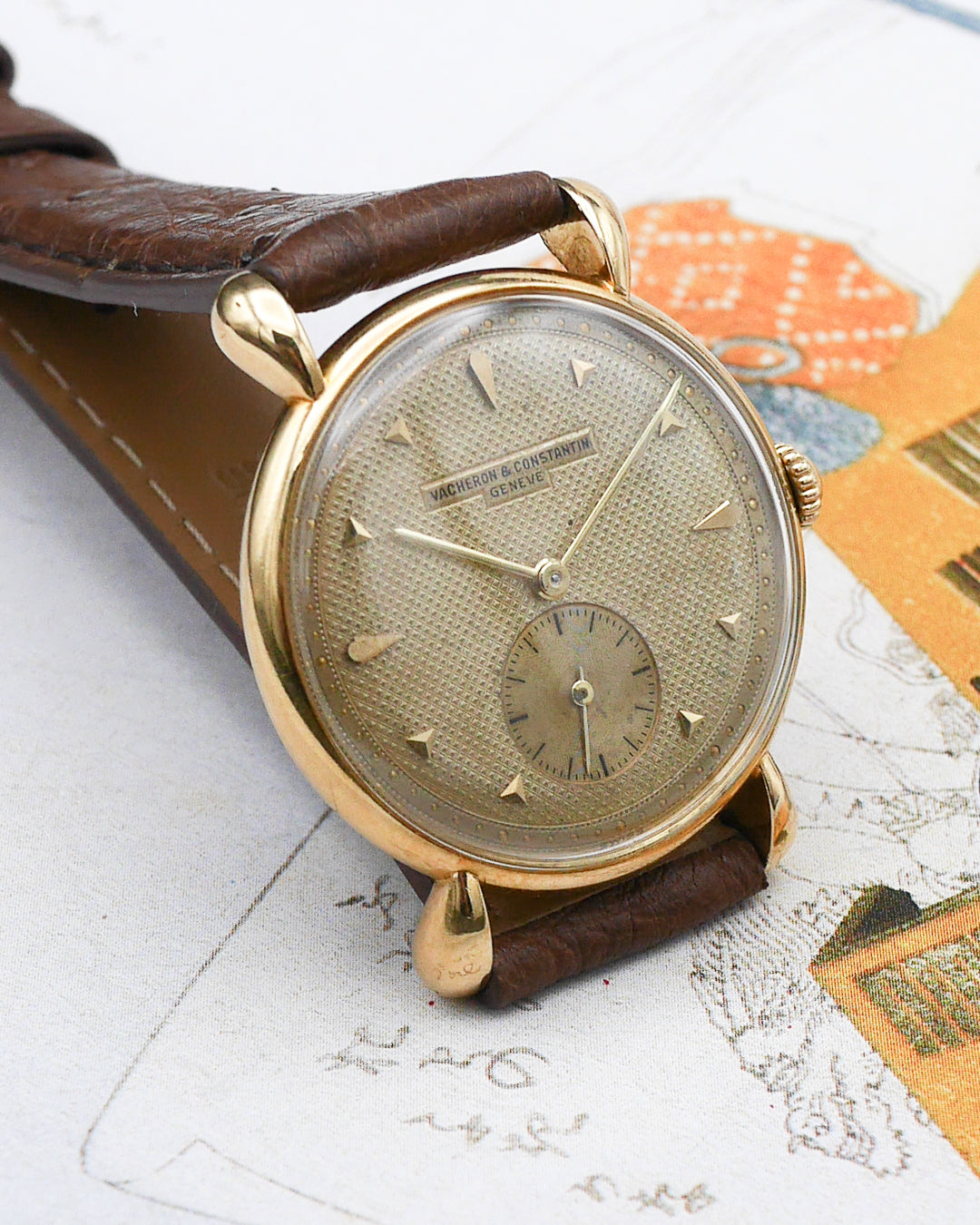1940s Vacheron Constantin waffle dial and Teardrop lugs in 18ct gold