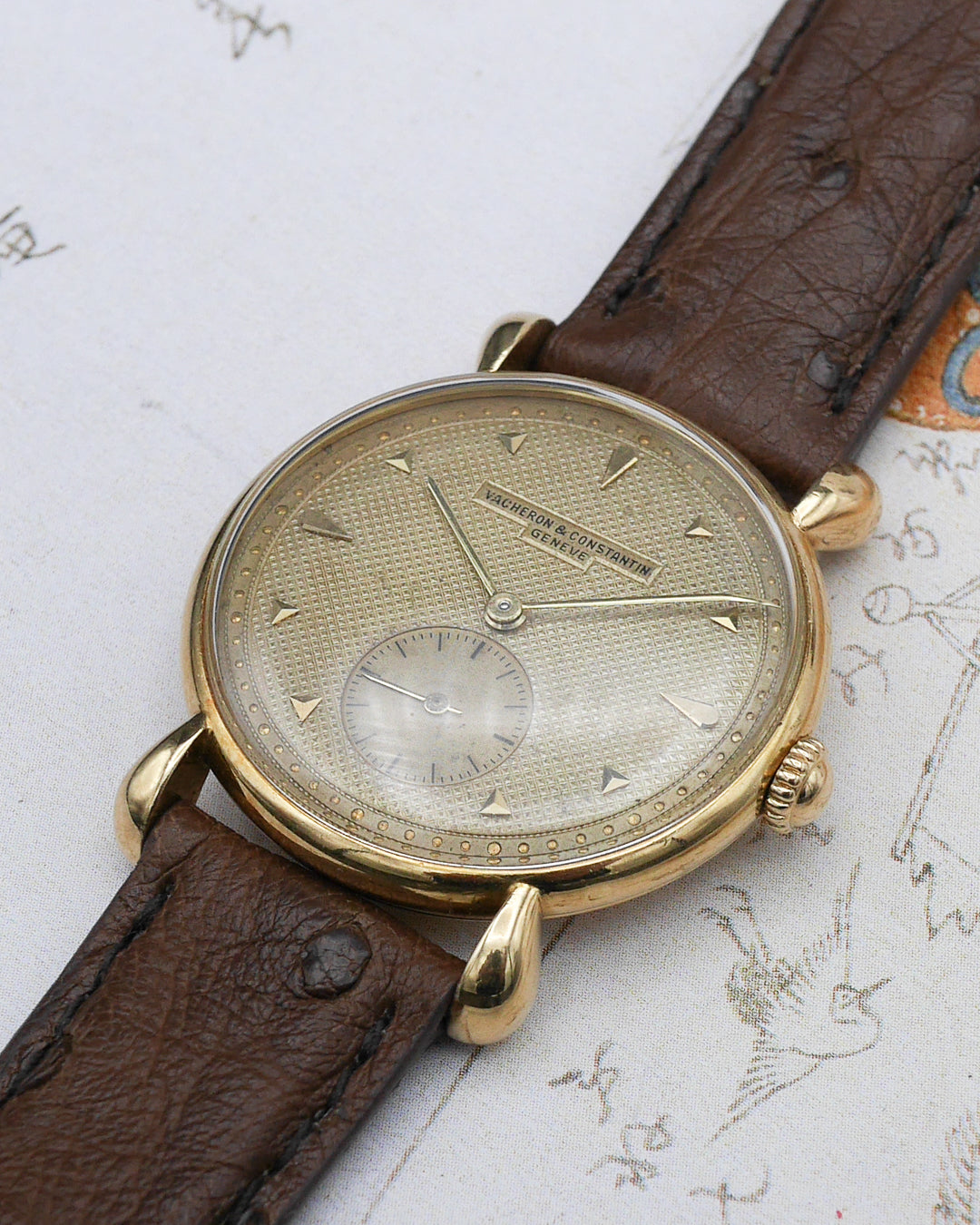 1940s Vacheron Constantin waffle dial and Teardrop lugs in 18ct gold