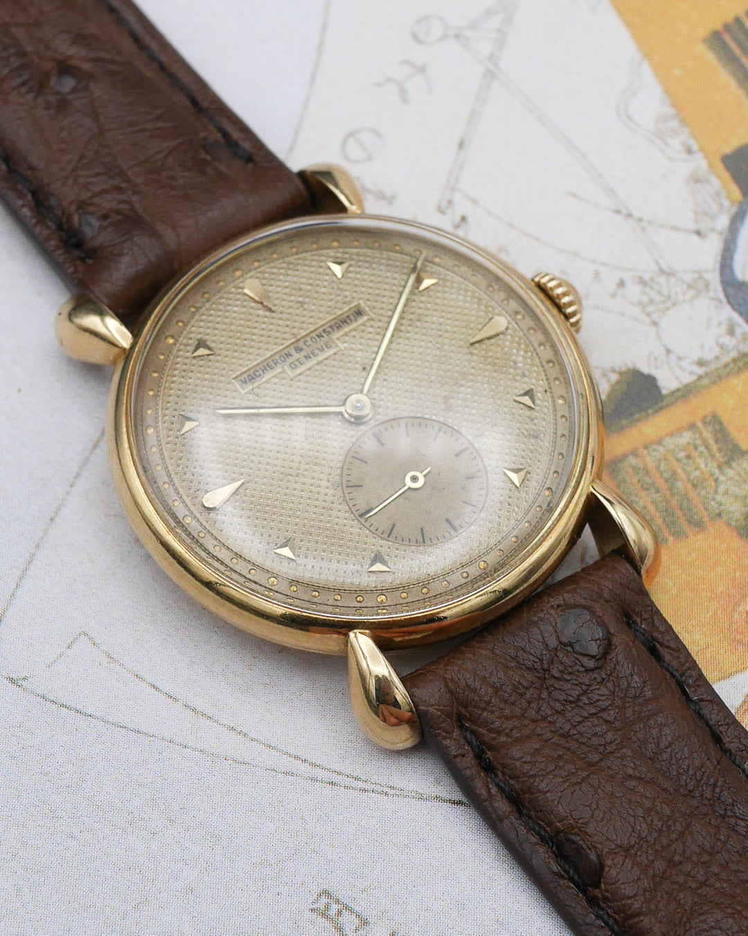 1940s Vacheron Constantin waffle dial and Teardrop lugs in 18ct gold